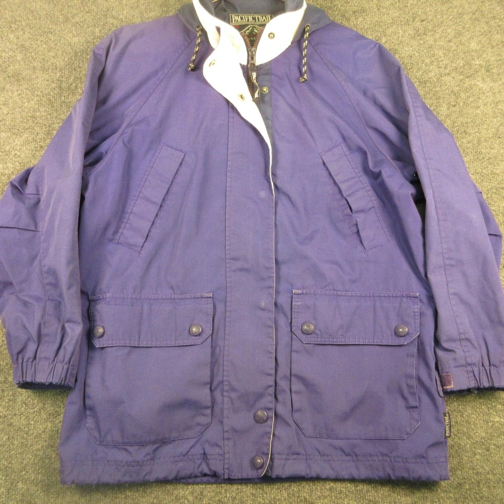 Pacific Trail Jacket Mens Medium Purple Hooded Parka Full Zip Pockets Outdoor